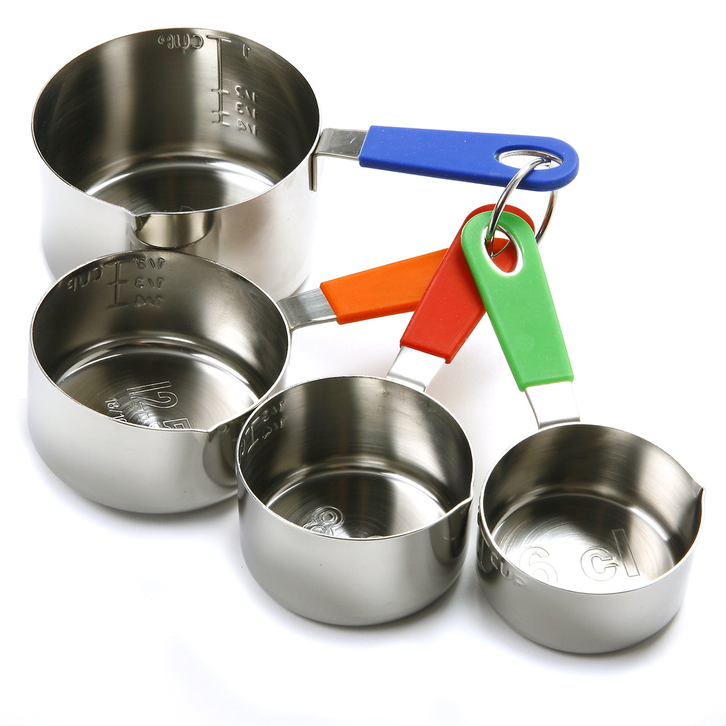 Heavy Stainless Steel Measuring Cups Set with Silicone Coated Handles