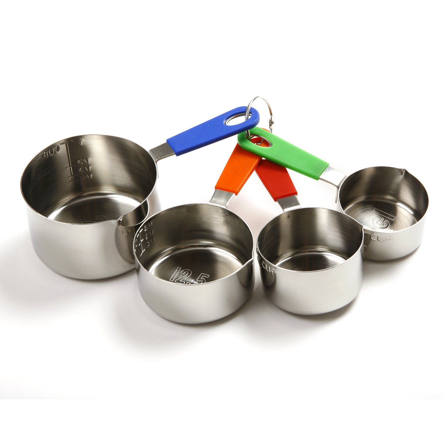 Heavy Stainless Steel Measuring Cups Set with Silicone Coated Handles