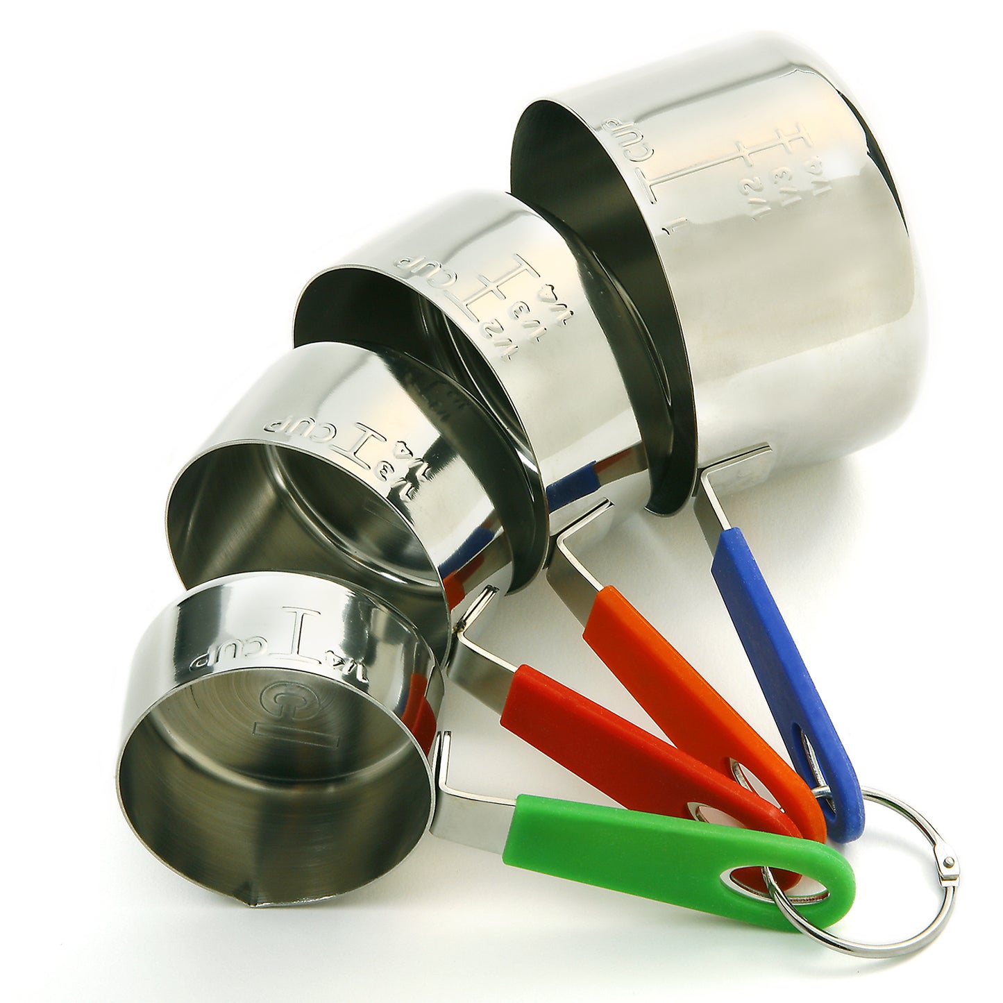 Heavy Stainless Steel Measuring Cups Set with Silicone Coated Handles