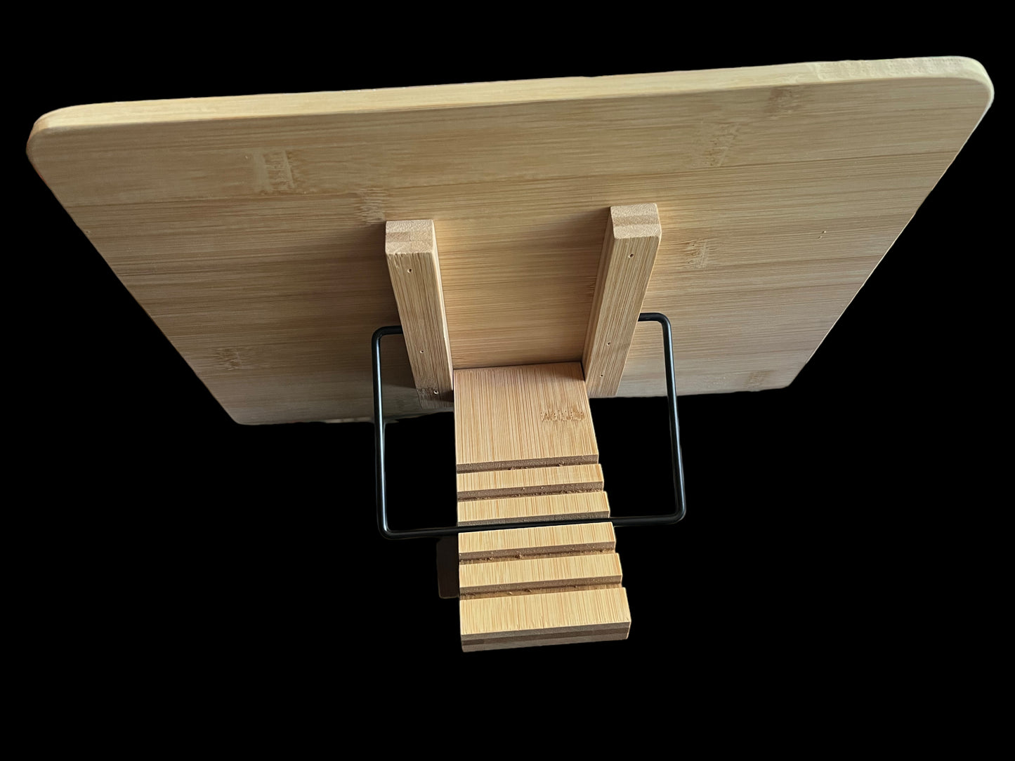 Cookbook Stand - Bamboo with 6 Angled Levels and Metal Pivoting Arms