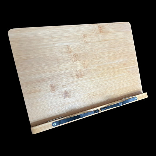 Cookbook Stand - Bamboo with 6 Angled Levels and Metal Pivoting Arms